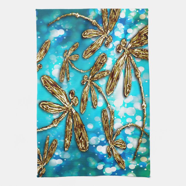 Dragonfly Flit Bubbles Kitchen Towel (Vertical)