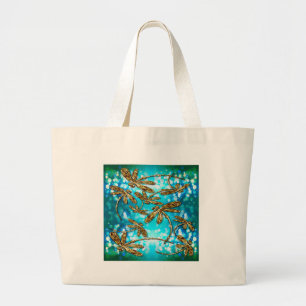 Dragonfly Flit Bubbles Large Tote Bag
