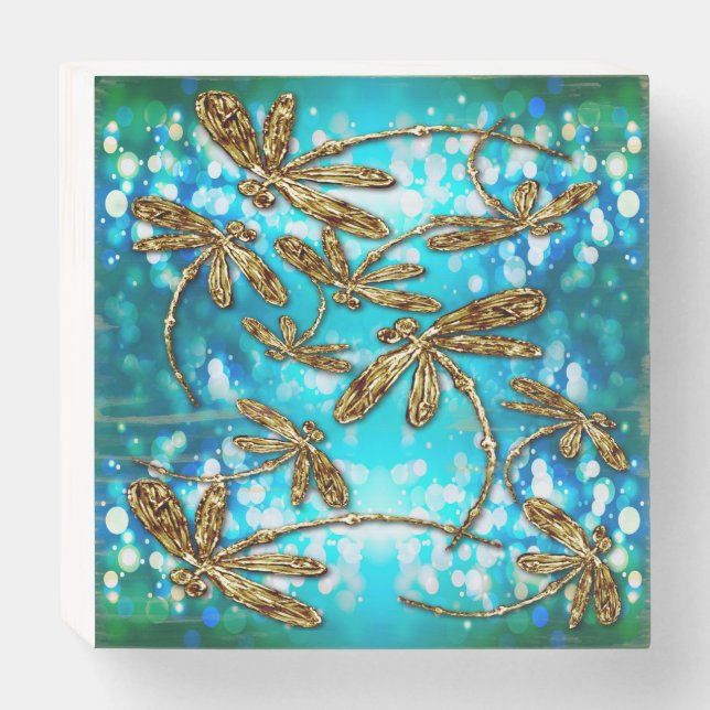 Dragonfly Flit Bubbles Wooden Box Sign (Front Horizontal)
