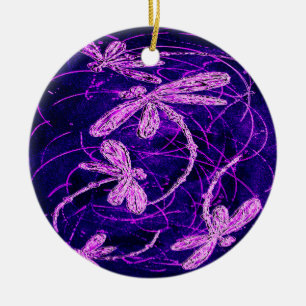 Dragonfly Flit Disco Ceramic Ornament