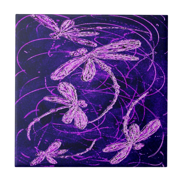 Dragonfly Flit Disco Ceramic Tile (Front)