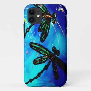 Dragonfly Flit Electric Blue iPhone 11 Case
