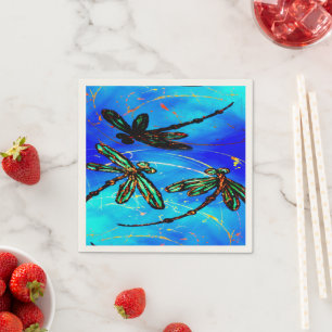Dragonfly Flit Electric Blue Napkins