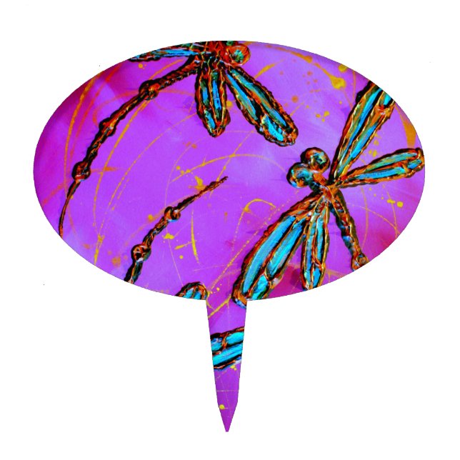 Dragonfly Flit Electric Pink Cake Topper (Front)