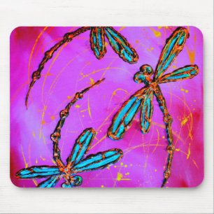Dragonfly Flit Electric Pink Mouse Pad