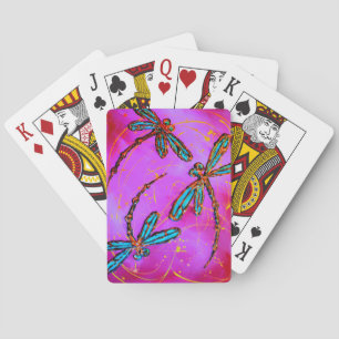 Dragonfly Flit Electric Pink Poker Cards