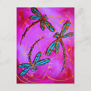 Dragonfly Flit Electric Pink Postcard