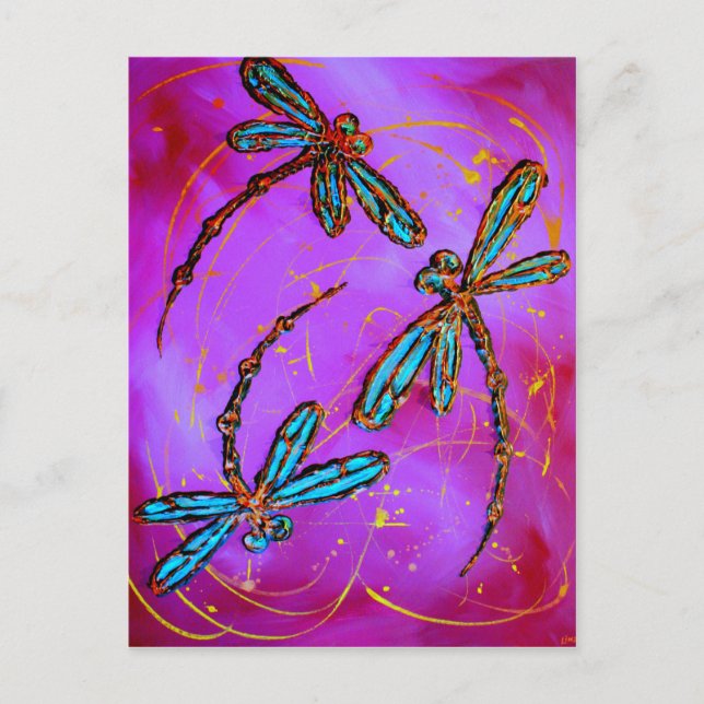 Dragonfly Flit Electric Pink Postcard (Front)