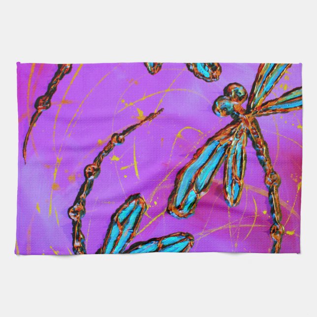 Dragonfly Flit Electric Pink Towel (Horizontal)