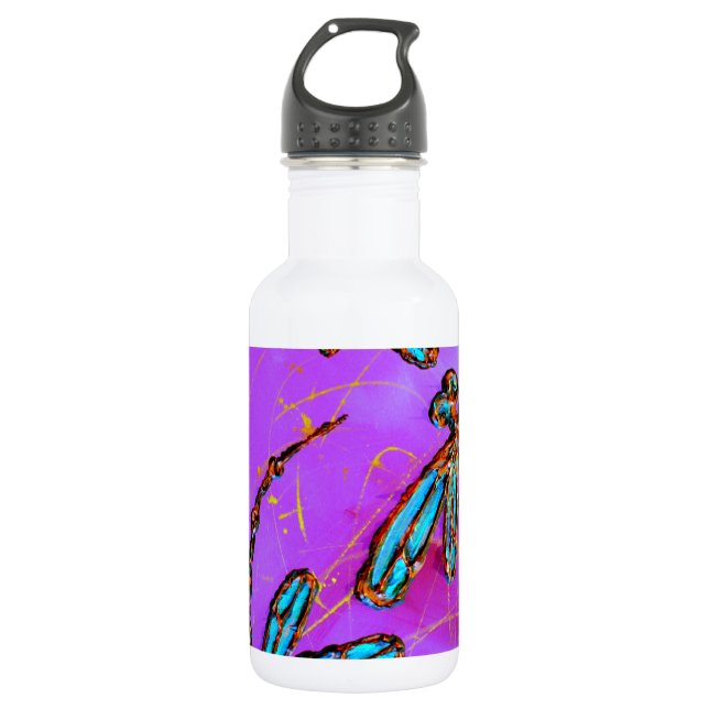 Dragonfly Flit Electric Pink Water Bottle (Front)