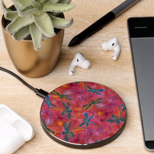 Dragonfly Flit Fuchsia Pink Wireless Charger