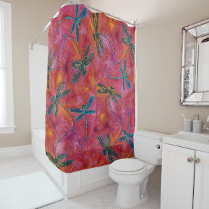Dragonfly Flit Hot Fuchsia  Shower Curtain