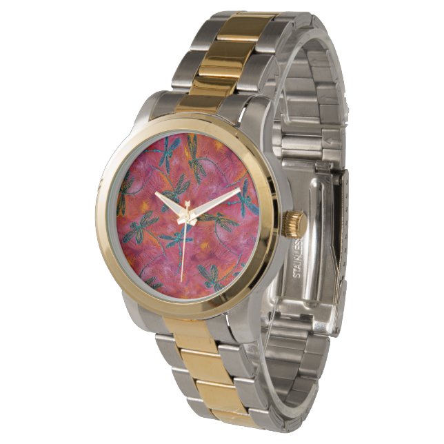 Dragonfly Flit Magenta  Watch (Angled)