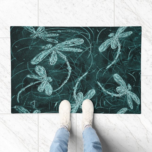 Dragonfly Flit Midnight Blue Doormat (Indoor)
