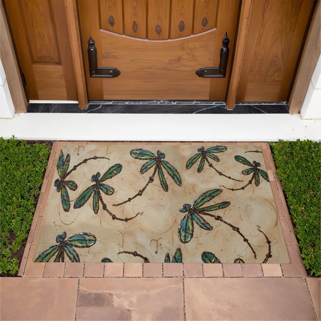 Dragonfly Flit Rustic Cream Doormat (Outdoor)