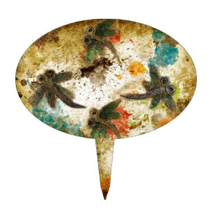 Dragonfly Flit Rustic Splash Cake Topper
