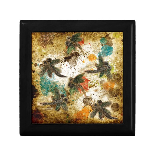 Dragonfly Flit Rustic Splash Jewelry Box (Front)