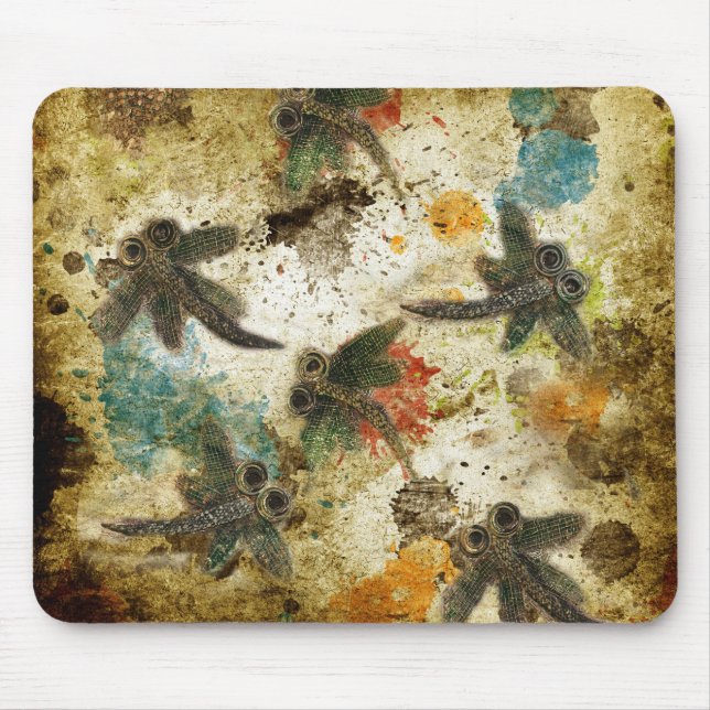Dragonfly Flit Rustic Splash Mouse Pad (Front)