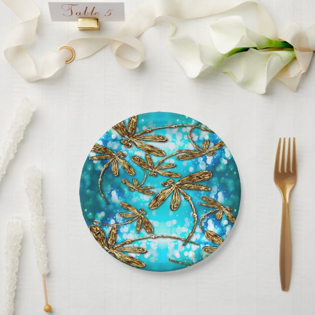 Dragonfly Flit Vubbles Paper Plates (Wedding)