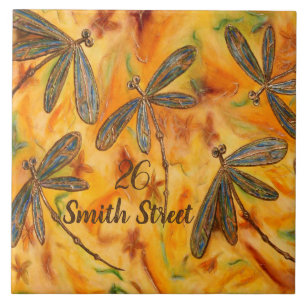 Dragonfly Flit Warm Breeze Ceramic Tile