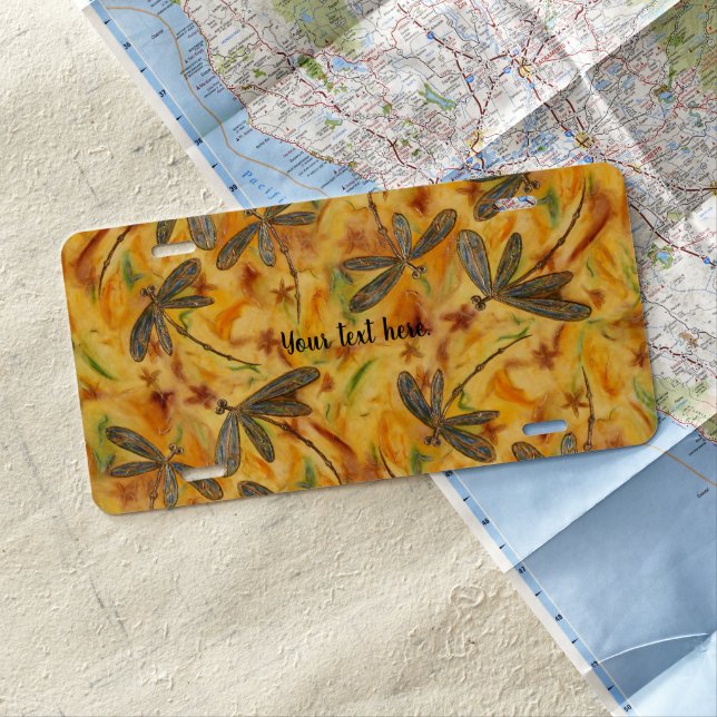 Dragonfly Flit Warm Breeze License Plates (In Situ)