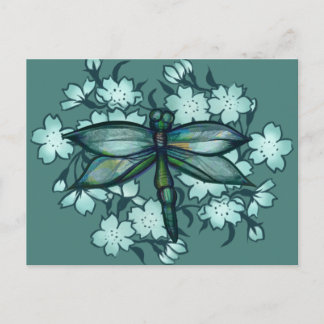 Dragonfly Floral Art dragonflies flower art floral Postcard