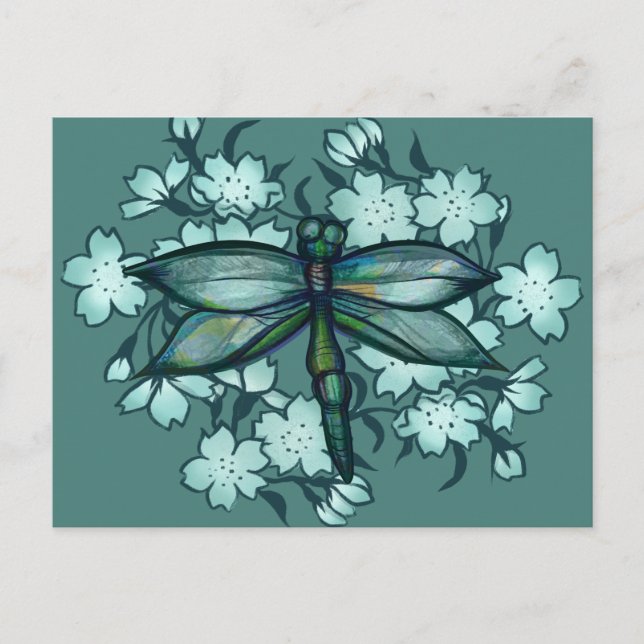 Dragonfly Floral Art dragonflies flower art floral Postcard (Front)