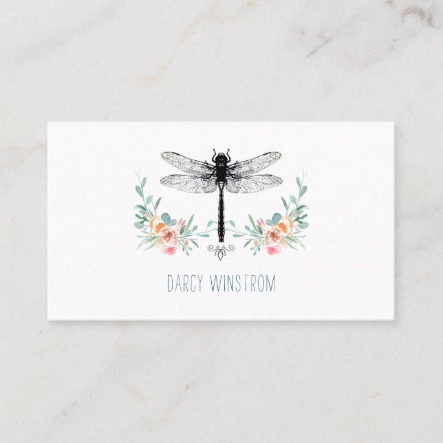 Dragonfly Floral Calling Card (Front)