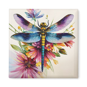 Dragonfly Floral Multicolor Art Magnet