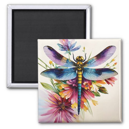 Dragonfly Floral Multicolor Art Magnet