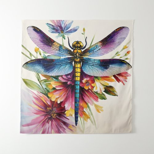 Dragonfly Floral Multicolor Art Tapestry