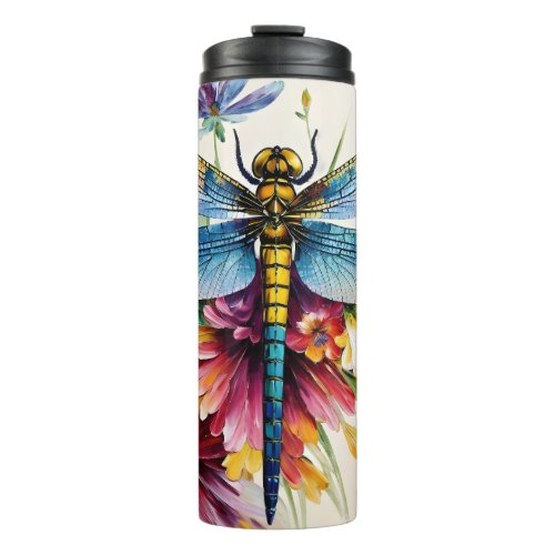 Dragonfly Floral Multicolor Art Thermal Tumbler