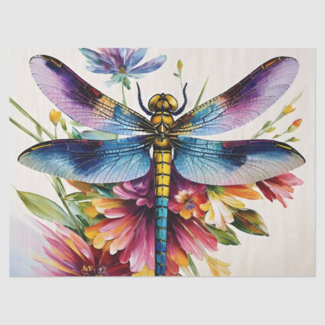 Dragonfly Floral Multicolor Art Tissue Paper (Front)