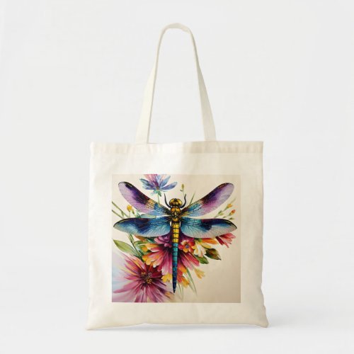 Dragonfly Floral Multicolor Art Tote Bag