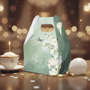 Dragonfly Floral Sweet 16 Sage Green ID1310 Favor Boxes