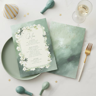 Dragonfly Floral Sweet 16 Sage Green ID1310 Menu