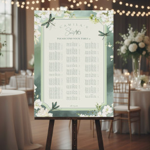 Dragonfly Floral Sweet 16 Seating Chart ID1310 Foam Board