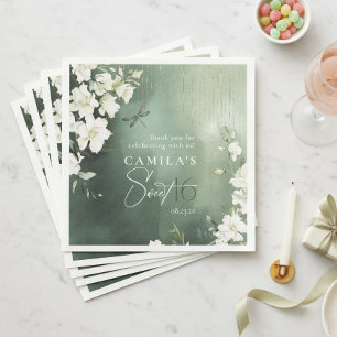 Dragonfly Floral Sweet 16 Thank You ID1310 Paper Dinner Napkins