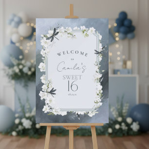 Dragonfly Floral Sweet 16 Welcome Blue ID1310 Foam Board
