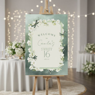 Dragonfly Floral Sweet 16 Welcome Sage ID1310 Foam Board