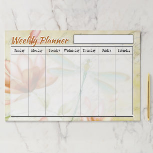 Dragonfly floral weekly planner sheets paper pad