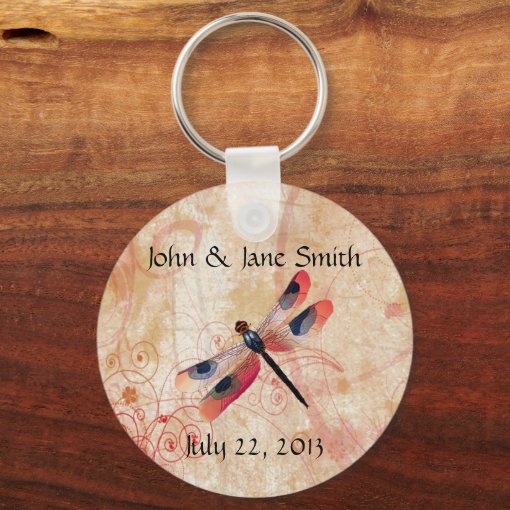 Dragonfly Flourish Wedding Favor Keychain Zazzle