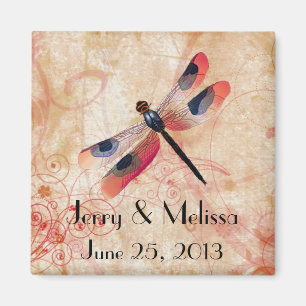 Dragonfly Flourish Wedding Favor Magnet