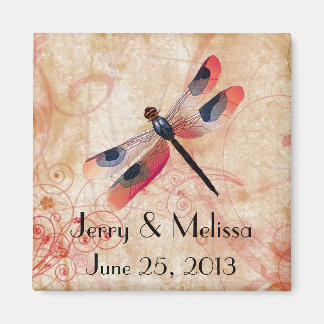Dragonfly Flourish Wedding Favor Magnet (Front)