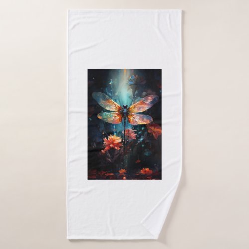 Dragonfly Flower Art _ Stained Glass Bath Towel
