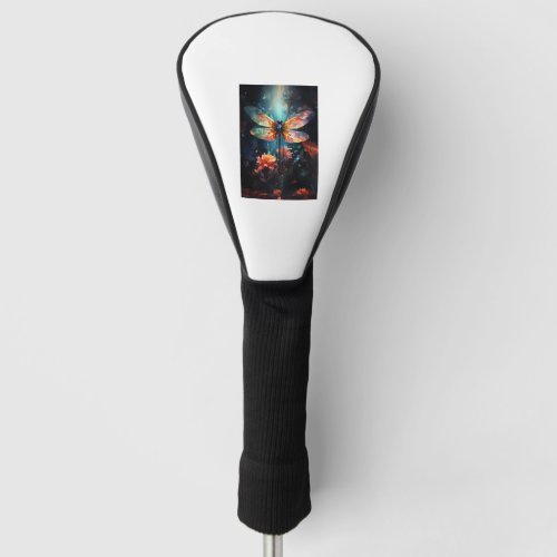 Dragonfly Flower Art _ Stained Glass Golf Head Cover
