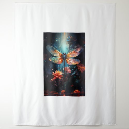 Dragonfly Flower Art _ Stained Glass Tapestry