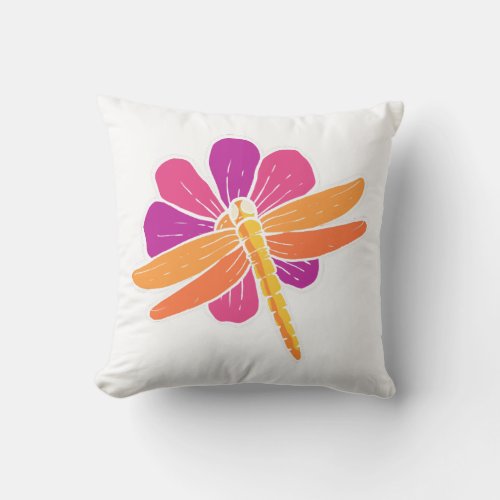 Dragonfly Flower Botanist Gift Throw Pillow