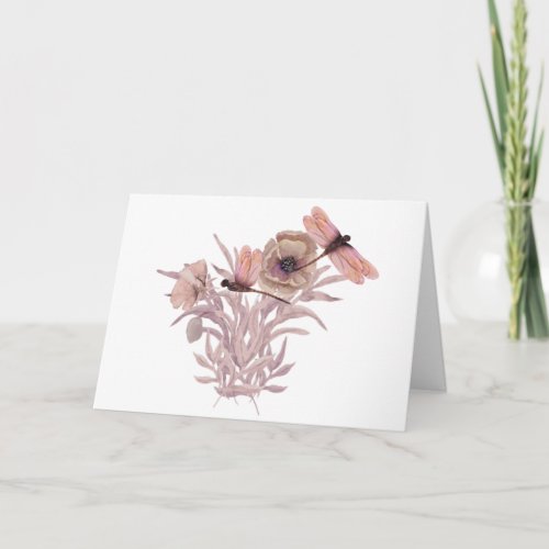 Dragonfly Flower Print card customized message