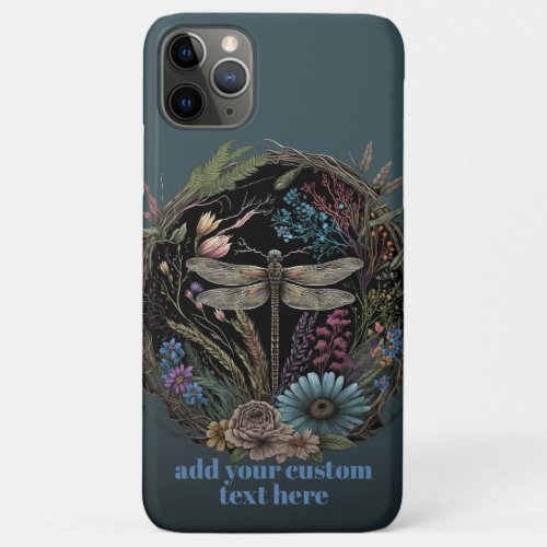 Dragonfly Flying Wildflower Cottagecore  Custom iPhone 11 Pro Max Case